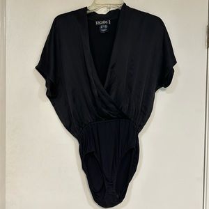 Escada Body suit silk snap bottom black
